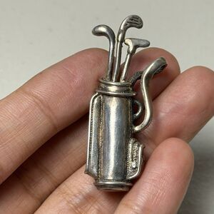 Vintage Taxco Mexico Sterling Silver 925 Golf Bag And Clubs Pin Brooch